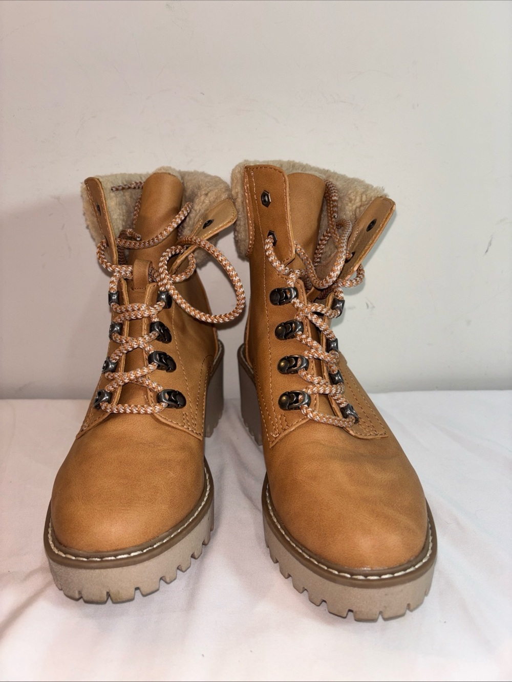 Dolce. It’s Women’s Tan Faux-Shearling Lace-Up Winter Boots